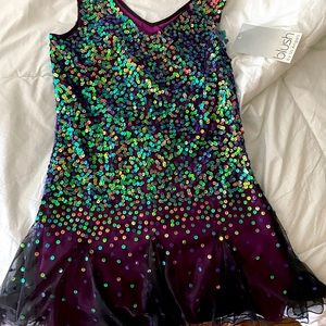 Girls size 10 dress. Purple with gold sequins. Beautiful dress never worm